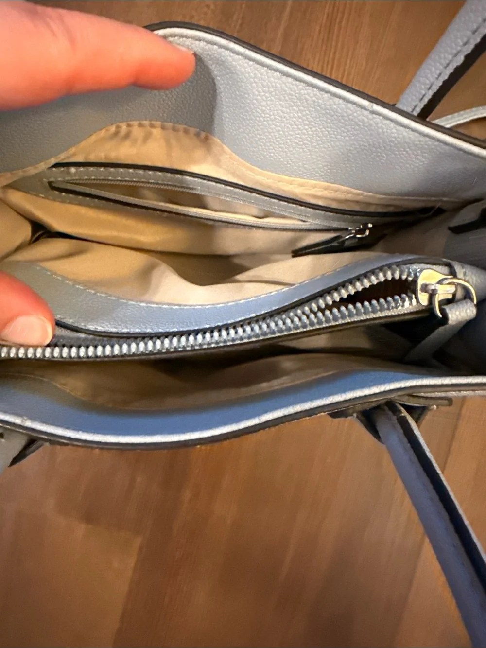 Nine West Powder Blue Pebbled Satchel with Chain Strap